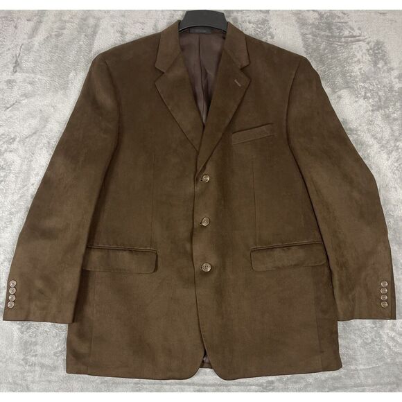 Lauren Ralph Lauren Men's Brown Faux Suede Sport Coat Blazer Size‎ 44 R NWOT - Picture 1 of 12